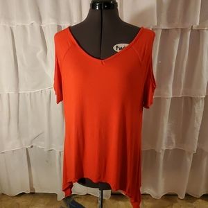 Orange Open shoulder T-Shirt